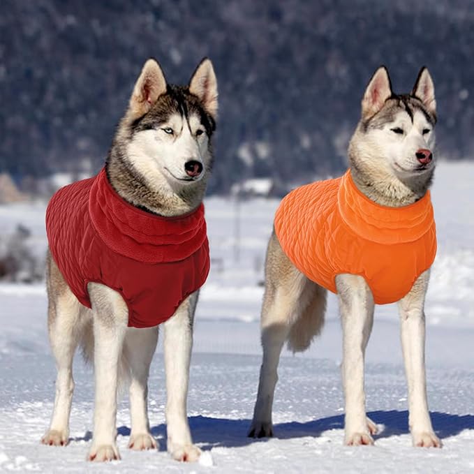 Kuoser Small Dog Jacket | Fleece-Lined Cold Weather Gear for Yorkies Chihuahua | Reflective Edges Guard Mini Breeds on Night Walks, Quick-Dry Fabric, Orange S