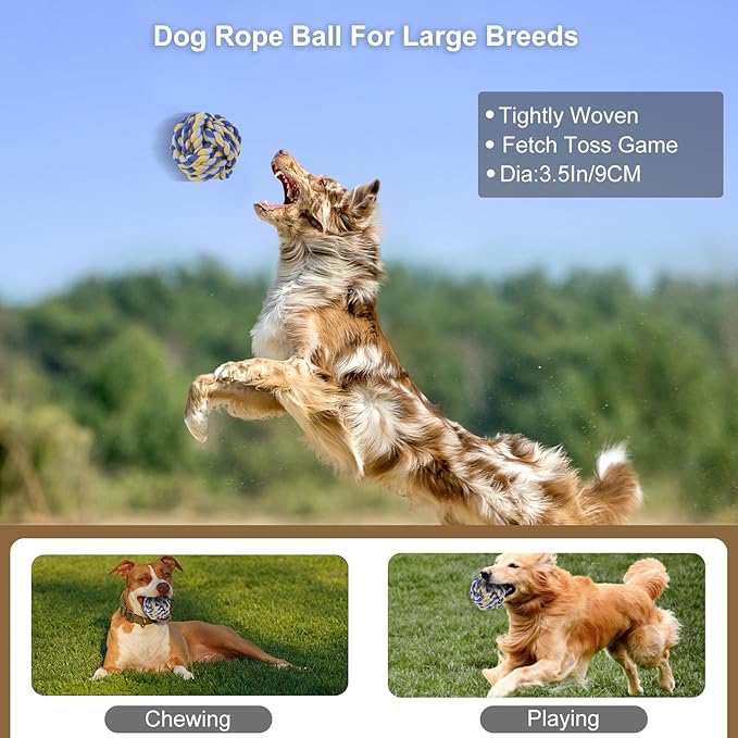 Rope Toys for Dogs Aggressive Chewers, Tug Toys for Large Dogs 40In 6 Knots Dog Tug of War Rope with Ball, Indestructible Giant Dog Toys Bulk Chew Toys for Teething Pet Playing Training