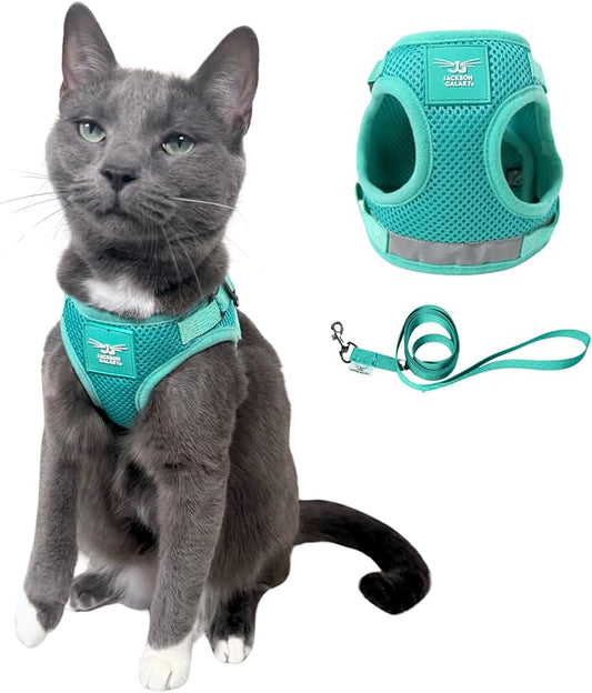 Travel Cat x Jackson Galaxy Harness and Leash Set - Adjustable Fit Mesh Cat Harness with Nylon Leash - Comfort, Escape Proof Harness for Cats, Kitten for Outdoor Walking, Hiking (Small)