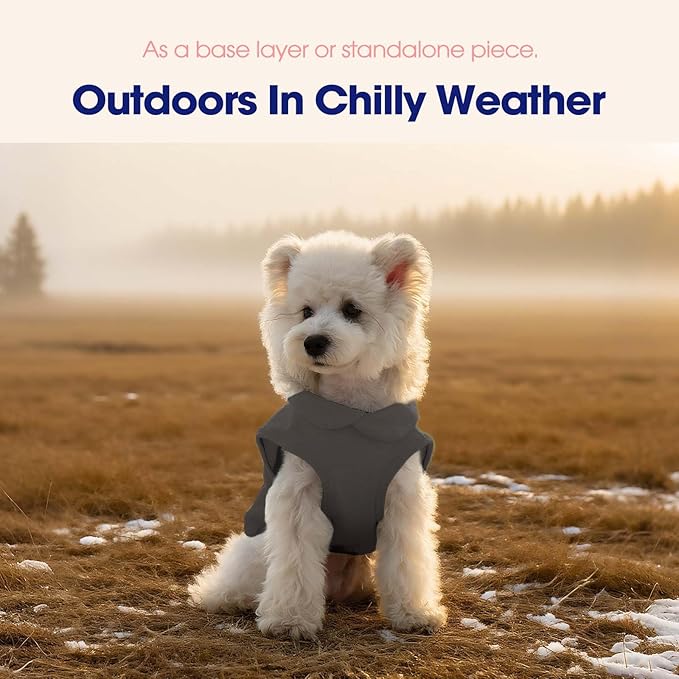 FUAMEY Dog Fleece Vest for Small Dogs,Warm Stretchy Dog Sweatshirts Pullover with Leash Hole Dogs Sweater Soft Pet Turtleneck Cozy Pet Vest Lightweight Sleeveless Grey S
