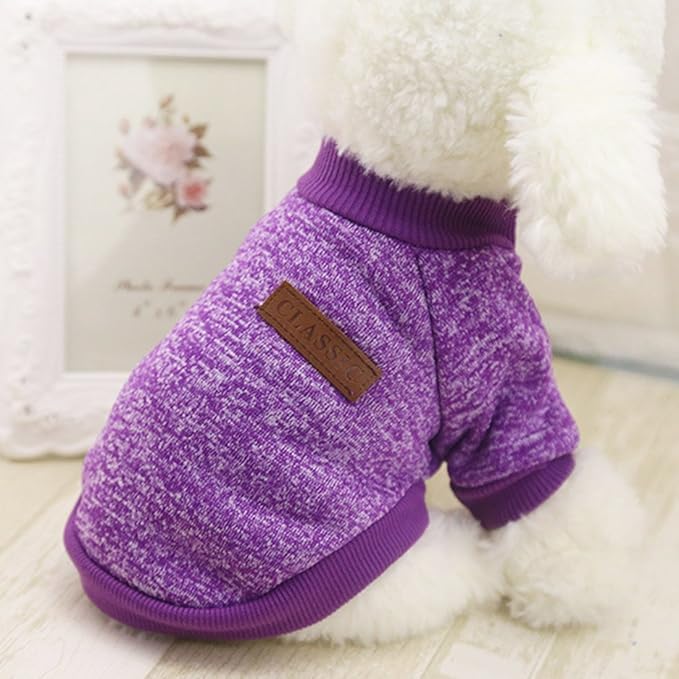 Idepet Pet Dog Classic Knitwear Sweater,Soft Fleece Coat for Small,Medium,Large Dog,Warm Pet Dog Cat Clothes,Soft Puppy Customes 2 Color (S, Purple)