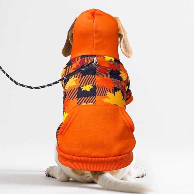 PUPTECK Fall Winter Dog Hoodie Pet Sweatshirt Soft Warm Clothes Fleece Lined with Hat for Small Medium Large Dogs, Pocket Design, Brown S