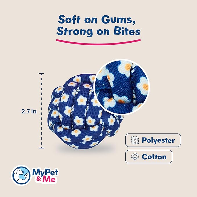 My Pet & Me – Durable Rope Dog Toy for Chewing, Tug of War, and Interactive Play – Perfect for Puppies and Active Dogs (2.7 Inch, Knotted Ball Dog Rope Toy)