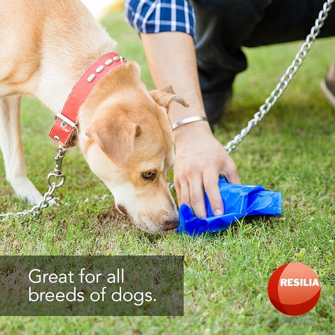 Resilia Commercial Grade Dog Poop Bags - Heavy Duty Pet Waste Removal Bag For Dogs, Cats, and Other Animals, Unscented, Blue, 8.5" W x 14" L, 1 Mil, 0.001 Inch, 1 Roll of 200 Bags
