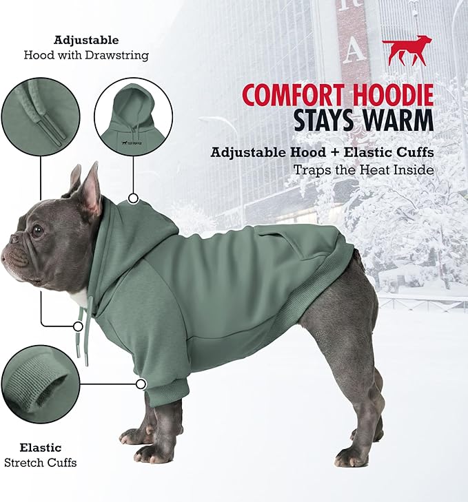 Tuff Pupper Dog Hoodie | Premium Quality 100% Organic Cotton | Ultra Soft Interior for Superior Comfort | Elastic Cuffs & Drawstring for Warmth | Stretch Fit Suitable for All Breeds (Teal, XS)