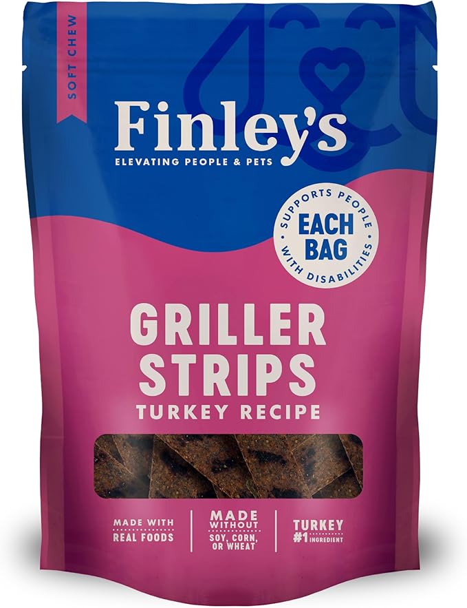 Finley's Turkey Griller Strips Dog Treats, Real Turkey, Grain-Free, Soft-Chew, Made in USA, 14.5 Ounce (Pack of 1)