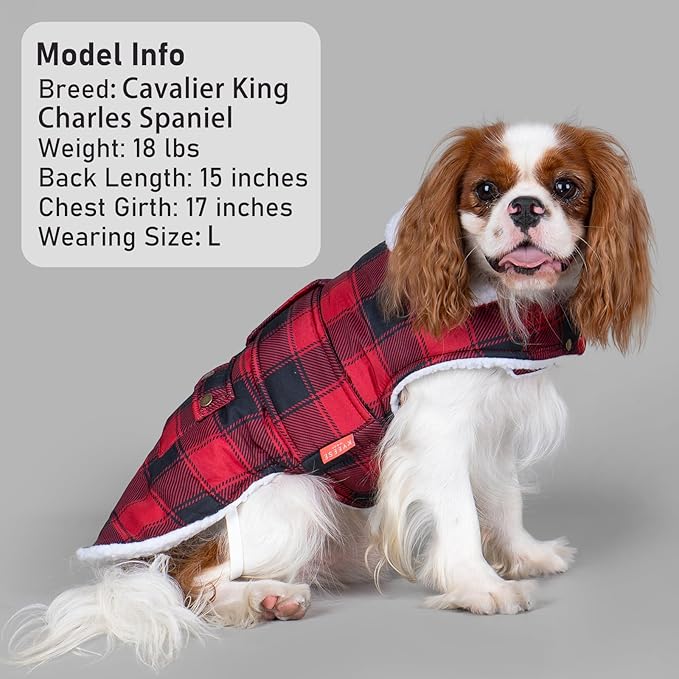 KYEESE Dog Coat Windproof Dog Coats for Small Dogs Waterproof Dogs Jacket with Fleece Lined Soft Pet Sweater for Cold Weather Warm Pet Winter Puffer Coat with Leash Hole Thick Cat Clothes with Pocket