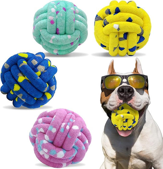Magicorange Dog Balls Tennis Ball Toys Dog Toy for Aggressive Chewers Indestructible Teething Chew Toys Water Toy Fetch Ball for Dogs (4 Pack)