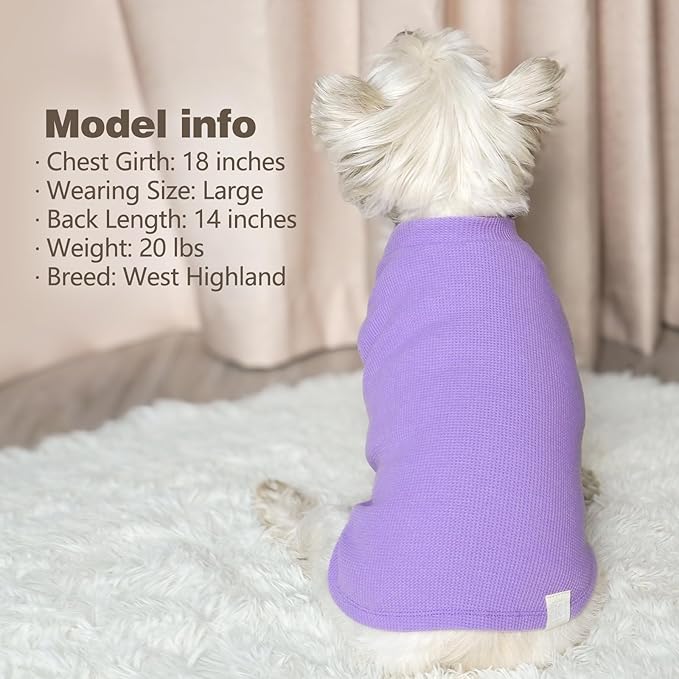 KYEESE 2Pack Dog T-Shirts Waffle, Stretchy T-Shirts, Lightweight Tank Top, Sleeveless Vest, Breathable, XX-Large, Purple + Grey