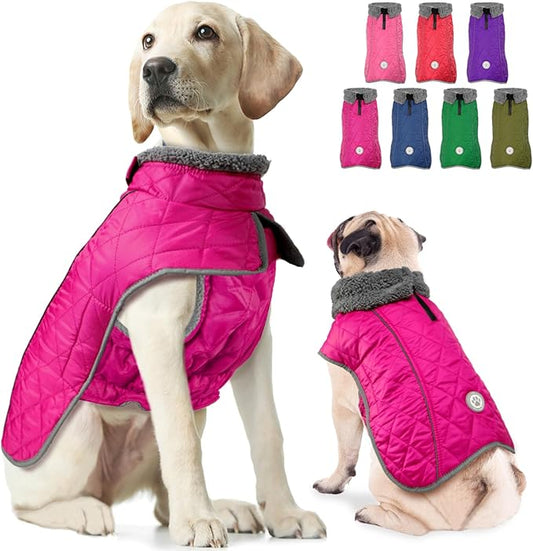 Fragralley Dog Winter Coat, Waterproof Windproof Reflective Fleece Jacket with Harness Hole, Warm Snow Vest for Small Medium Large Dogs, Ideal Gifts