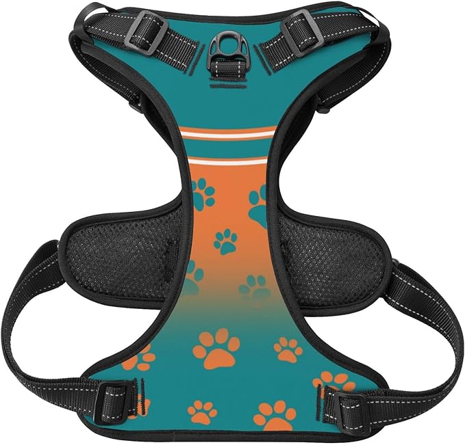 Custom Miami Dog Harness with Reflective Stripes Personalized Name and Number Dog Vest Harness with Pet Traction Rope for Small Medium Large Dog