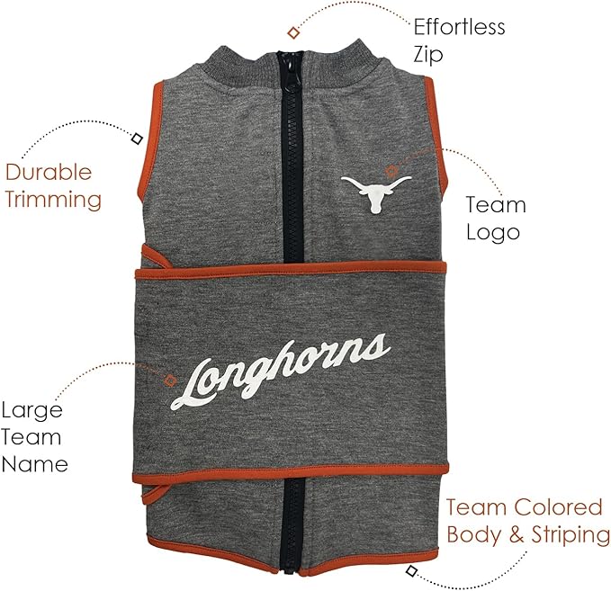 NCAA Texas Longhorns Dog Anxiety Shirt Calming Soothing Vest, for Dogs & Cats with Anxiety, Fears, Fireworks, Loud Noises, Dark, Lonely Keeps Dogs Calm Feeling Safe, Relaxing Jacket, X-Small