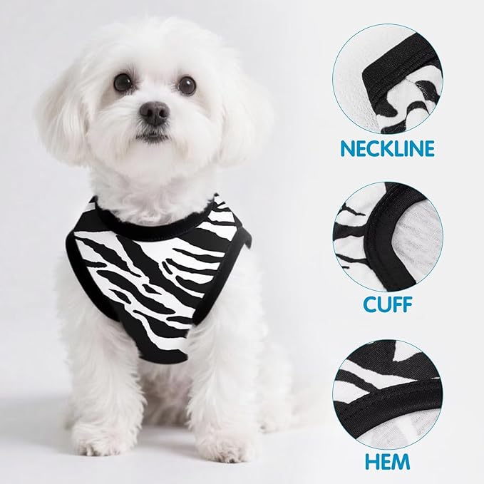 Adorable Zebra Print Dog Shirts – Lightweight, Cozy Outfit for Small to Medium Dogs, Soft & Snuggly Pet Wear for Everyday Comfort and Cuteness.Black 4XL