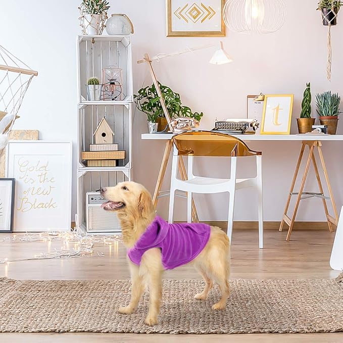 EXPAWLORER Dog Hoodie Fleece Sweater Vest, Hooded Dog Sweatshirt Fall Winter Pet Clothes with Leash Hole, Sleeveless Warm Cozy Puppy Clothing for Cat Small Medium Large Dogs Girl Boy, Purple XL