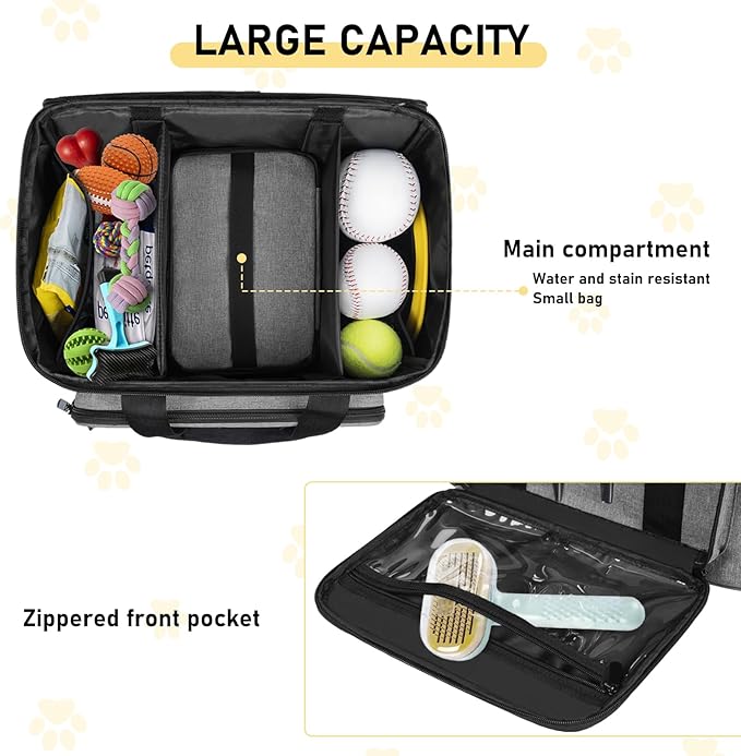 GMAK Pet Grooming Bag, Pets Grooming Tote Bags Supplies Organizer Case Dogs Cats Tools Organizer Tote for Pets Grooming Tools Kit, Clippers, Brush, Scissors or Other Pets Care Supplies, Grey(Bag Only)