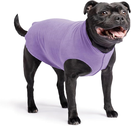 Goldpaw Stretchy Fleece Jacket for Small Dogs - Super Soft, Warm Dog Sweater - Pet Sweater Vest for Fall and Winter - Canine Clothes Made in The USA - Machine Washable - Lavender - Size 16