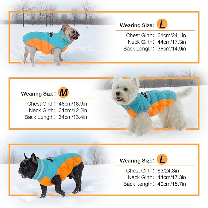 Warm Dog Coats for Medium Dogs, Waterproof Dog Jacket with Harness Built in, Zipper Clousure, Fleece Lining for Cold Weather Outdoor Walks, Snowsuit for Schnauzer, Boston Terrier, Pug - M