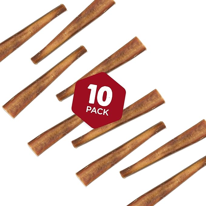Best Bully Sticks Natural Jumbo Bully Sticks for Large Dogs - 6 Inch, 10 Count (Pack of 1) - 100% Free-Range Grass-Fed Beef, Single-Ingredient, Grain and Rawhide Free Long Lasting Dog Chews