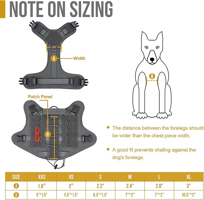 OneTigris Tactical Dog Harness Vest,Adjustable Dog Harness for Large Dogs,No-Pull Service Dog Vest with Hook & Loop Panels(Grey,X-Large)