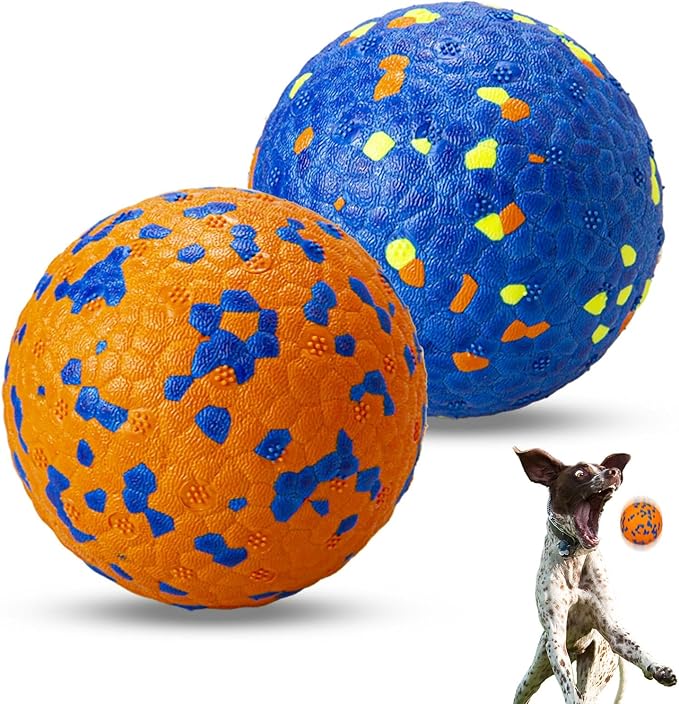 2Pcs Super Bouncy Dog Balls - Lifetime Replacement - Fun Indestructible Dog Tennis Balls for Aggressive Chewers, Durable Floating Fetch Toys for Medium and Large Dogs