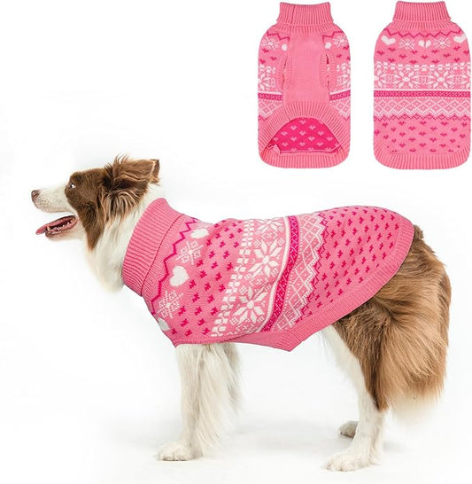 SCENEREAL Dog Sweaters for Large Medium Small Dogs, Soft, Warm Turtleneck Puppy Clothes Sweatshirt, Knitted Ugly Dog Christmas Outfits, Argyle Xmas Pet Cold Weather Coat for Girls Boys