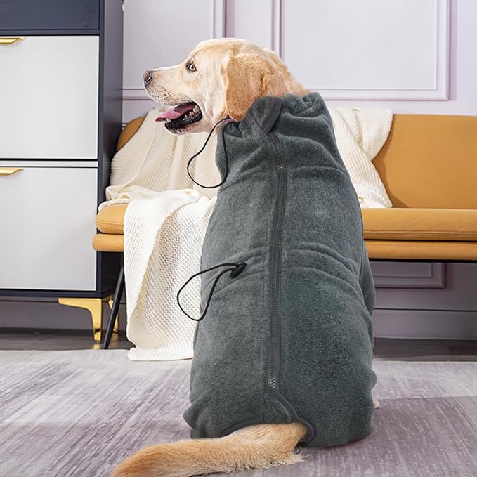 ROZKITCH Dog Coats with Legs, Pet Windproof Warm Cold Weather Jacket Vest Cozy Jumpsuit Apparel Outfit Clothes for Large Giant Dog Walking Hiking Sleep Grey 3XL