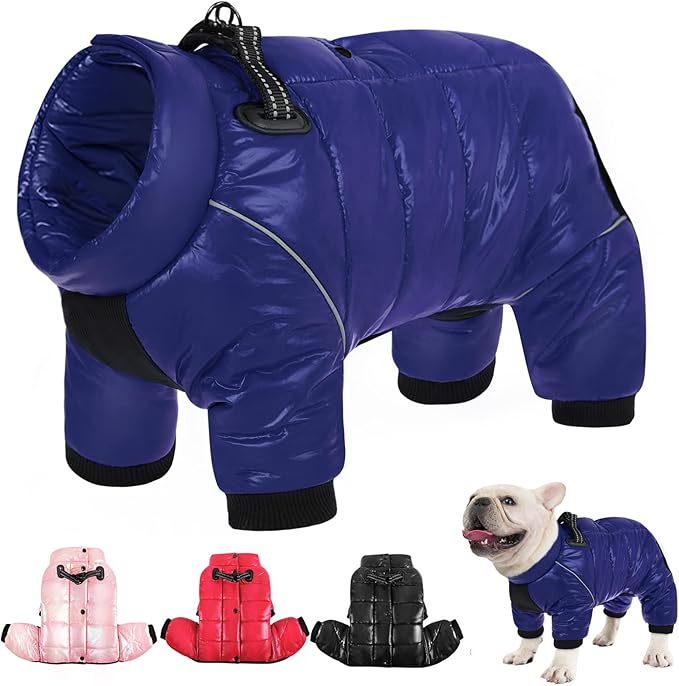 AOFITEE Dog Coat, Waterproof Dog Jacket for Winter, Warm Fullbody Dogs Snowsuit, Winter Coat for Small Dogs, Zip Up Pet Puffer Jacket Fleece Vest, Outdoor Reflective Cold Weather Pet Coats, Medium