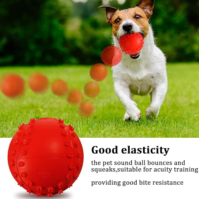 Hiboom 12 Pcs Squeaky Dog Toy Balls Reliable Rubber Squeaker Fun Interactive Puppy Chew Toys Outdoor Beach Ball for Large and Small Pet Aggressive Chewers