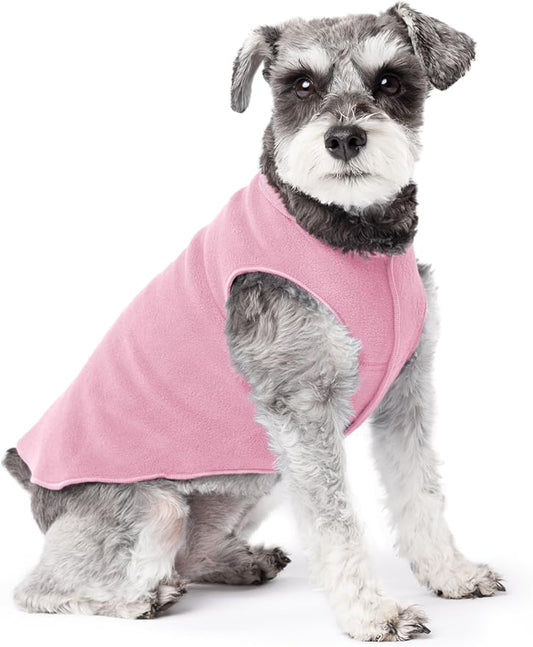 Goldpaw Stretchy Fleece Jacket for Small Dogs - Super Soft, Warm Dog Sweater - Pet Sweater Vest for Fall and Winter - Canine Clothes Made in The USA - Machine Washable - Rose - Size 10