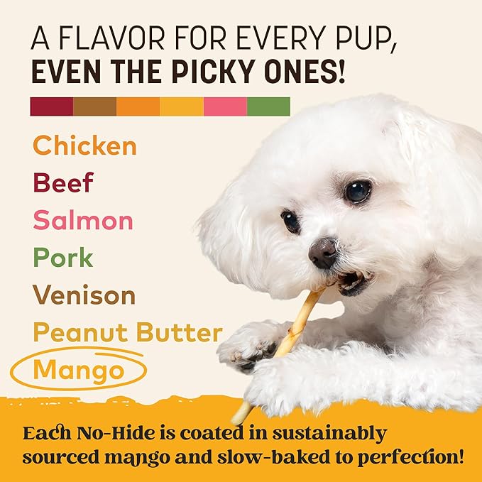 Earth Animal No Hide Stix - Long Lasting Rawhide Free Small Dog Chews Sticks, Mango - 20 Count Value Pack