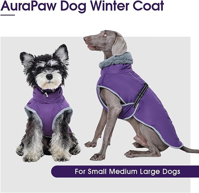 Warm Dog Jacket,3XL Dogs Reflective Adjustable Winter Coat with Turtleneck for Cold Weather,Waterproof Fleece Snowsuit Large Dogs,Pet Cold Weather Coats,Dog Winter Coat Windproof,Purple,3XL