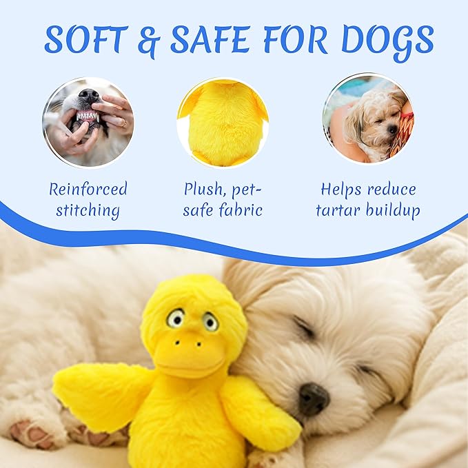 Squeaky Plush Duck Dog Toy - Soft and Durable, Chew Toy for Small and Medium Dogs, Interactive and Adorable, Machine Washable, Ideal Dog Gift for Birthdays and Holidays Yellow