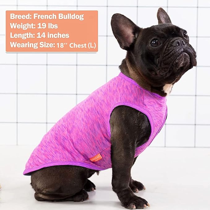 KYEESE 2 Pack Dog Shirts Quick Dry Soft Stretchy Pet T-Shirts with Reflective Label Tank Top Sleeveless Vest Sun Protection Dog Clothes for Small Medium Dogs, X-Large, Purple+Pink