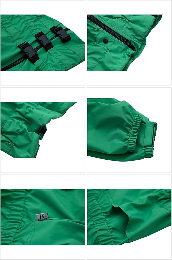 Dogs Waterproof Jacket, Lightweight Waterproof Jacket Reflective Safety Dog Raincoat Windproof Snow-Proof Dog Vest for Small Medium Large Dogs Green 4XL