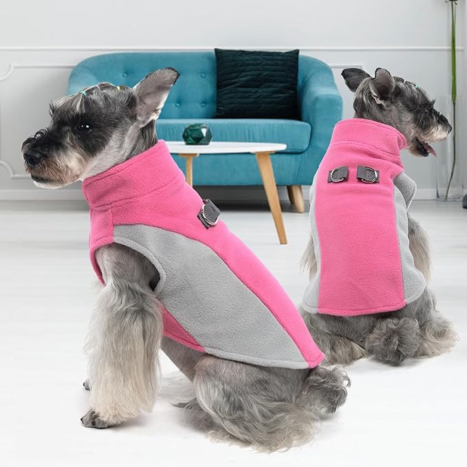 KOOLTAIL Small Dog Sweater - Dog Fleece Vest Jacket with Leash D-Ring for Small Medium Dogs, Soft Pullover Winter Warm Cold Weather Coats, Pet Fall Clothes Outfit for Puppy Cat Boys & Girls, Pink M