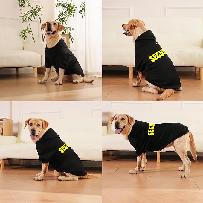 EXPAWLORER Security Dog Hoodie Puppy Sweater - Dog Sweatshirt Soft Fleece Lined Pet Clothes, Cold Weather Hooded Jacket Coat Keep Warm for Small Medium Large Dogs, Large
