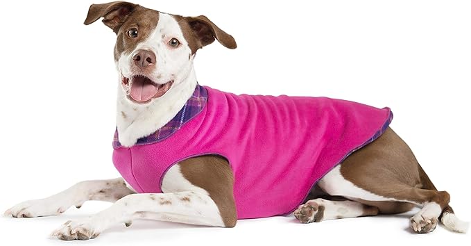 Goldpaw Duluth Double Fleece Dog Sweater Vest for Small Dogs - Soft, Stretchy Dog Fleece - Warm Pet Jacket for Fall and Winter - Premium Pet Outerwear - Machine Washable - Mulberry/Fuchsia - Size 6
