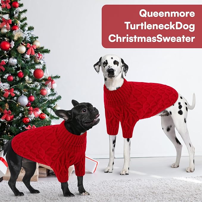 Queenmore Small Dog Sweater,Warm Pullover Dog Sweaters for Small Dogs Boys Girls,Soft Winter Doggie Sweaters,Thick Warm Dogs Clothes for Chihuahua,Dachshund,Yorkie(Red,S)