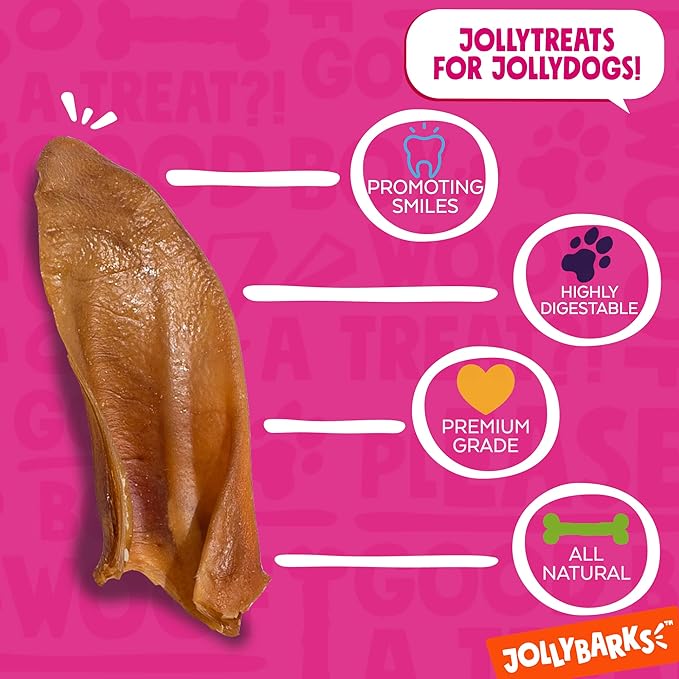 Natural Half Pig Ears for Dogs Large, Pigs Ears for Dogs - Premium Dog Ear Treat - Dog Chew Treats for Large and Small Breeds (12 Pack)