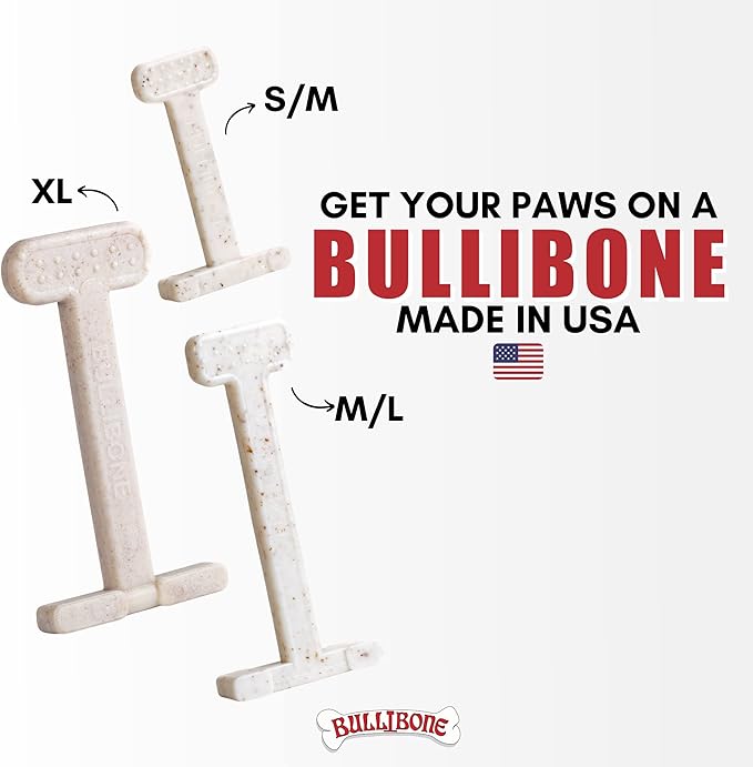 Bullibone Nylon Dog Chew Toy Nylon Bone - Improves Dental Hygiene, Easy to Grip Bottom, and Permeated with Flavor (Bacon, Small - 2 Pack)