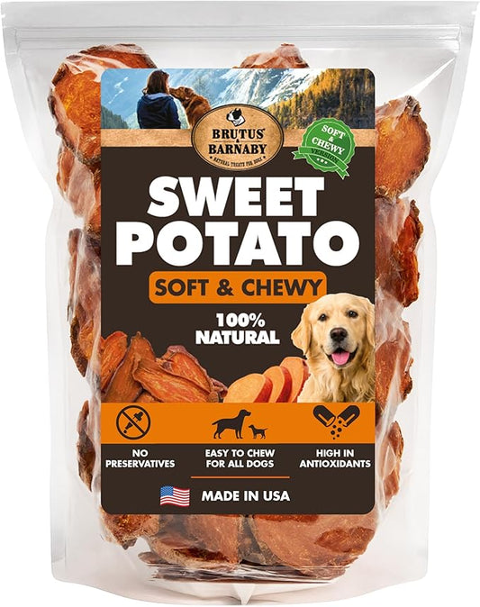 Sweet Potato Slices For Dogs - Soft & Chewy - Single Ingredient Dog Treats, Healthy 100% Natural Sweet Potato Dog Treats With No Added Preservatives - Softer & Great For Puppies Or Senior Dogs (14oz)