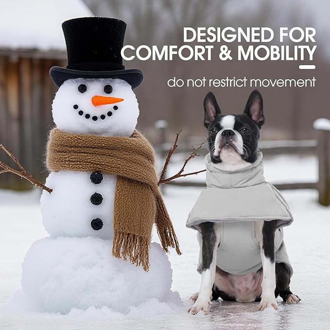 FUAMEY Dog Cold Weather Coats,Dog Winter Jackets for Large Dogs Warm Dogs Coat with Reflective Strips Waterproof Pet Snowsuit Thick Paded Pets Vest for Beagle Corgi Grey L