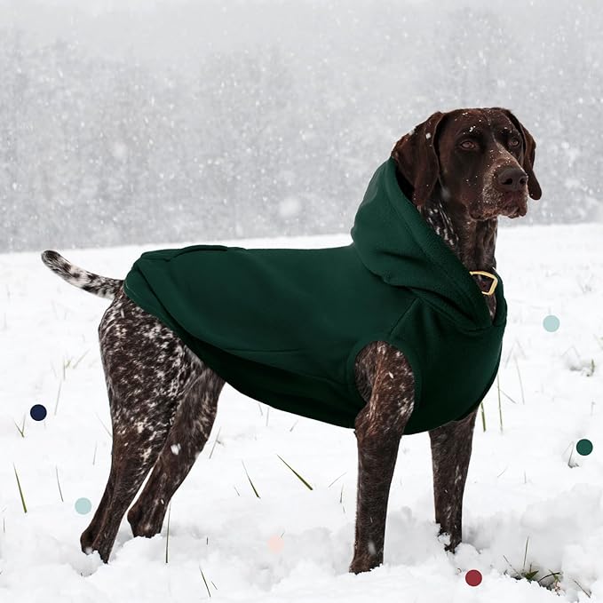 IECOii Warm Dog Hoodie for Large Dogs, Extra Large Dog Hoodie Fleece Vest with Leash Hole & Pocket, Big Dogs Sweatshirt for Giant Breed, Pullover Sleeveless Great Dane Sweater, Green, 4XL