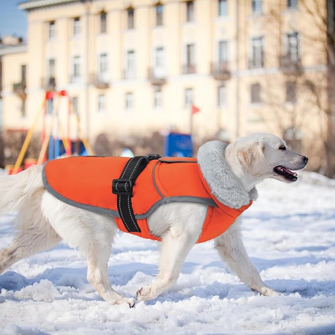 Lelepet Warm Dog Winter Coat Reflective Dog Jacket Fleece Vest Waterproof Windproof Cold Weather Coats with Adjustable Buckle Turtleneck Snowsuit for Small Medium Large Dogs,Rottweiler,Great Dane,XXXL