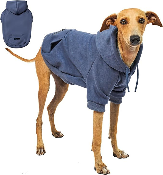 Tuff Pupper Dog Hoodie | Premium Quality 100% Organic Cotton | Ultra Soft Interior for Superior Comfort | Elastic Cuffs & Drawstring for Warmth | Stretch Fit Suitable for All Breeds (Blue, XXS)