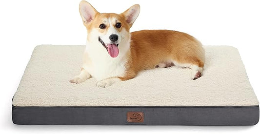 Bedsure Dog Bed Medium Size Dog - Comfy Flat Puppy Beds with Removable Washable Cover, Orthopedic Egg Crate Foam Pet Mat, Suitable for Pet Up to 30 lbs