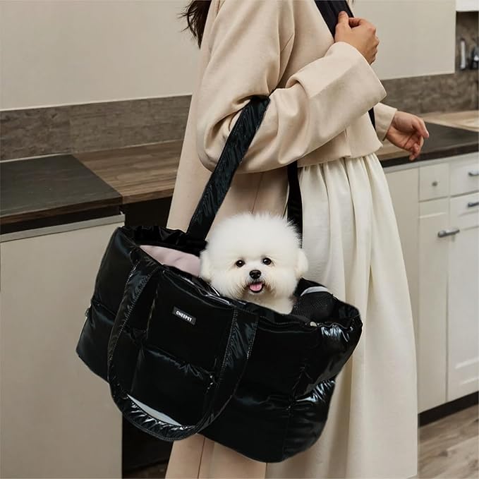 Small Dog Carrier Purse & Cat Tote Bag, Soft-Sided Handbag with Safety Strap, Breathable Mesh, Comfort Carry & Plush Cotton Interior, Lightweight Pet Travel Carrier for Daily Adventures (Pink)