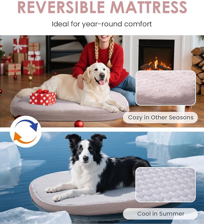 Orthopedic Dog Bed for Medium Size Dogs, Pet Sofa Bed with Egg Crate Foam, 4-Sided Bolster, Removable Washable Cover & Anti-Slip Bottom, Medium Pink Plaid