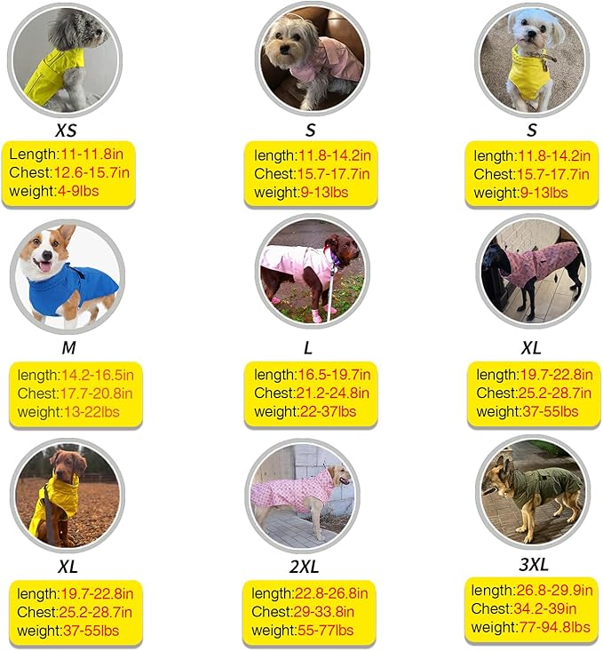 Adjustable Waterproof Dog Raincoat for Dogs,Lightweight Pet Rain Jacket Puppy Clothes with Reflective Strip for Small Medium Large Dogs (Yellow, XX-Large)