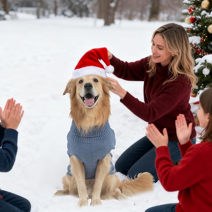 Mihachi Turtleneck Dog Sweater - Winter Coat Apparel Classic Cable Knit Clothes with Leash Hole for Cold Weather, Ideal Gift for Pet in New Year Grayish Blue S